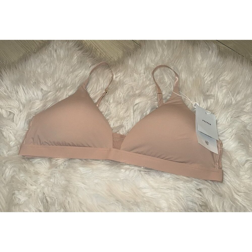 Pepper Limitless Wire Free Scoop Bra Bralette Lined Womens L Large Pink New Nwt